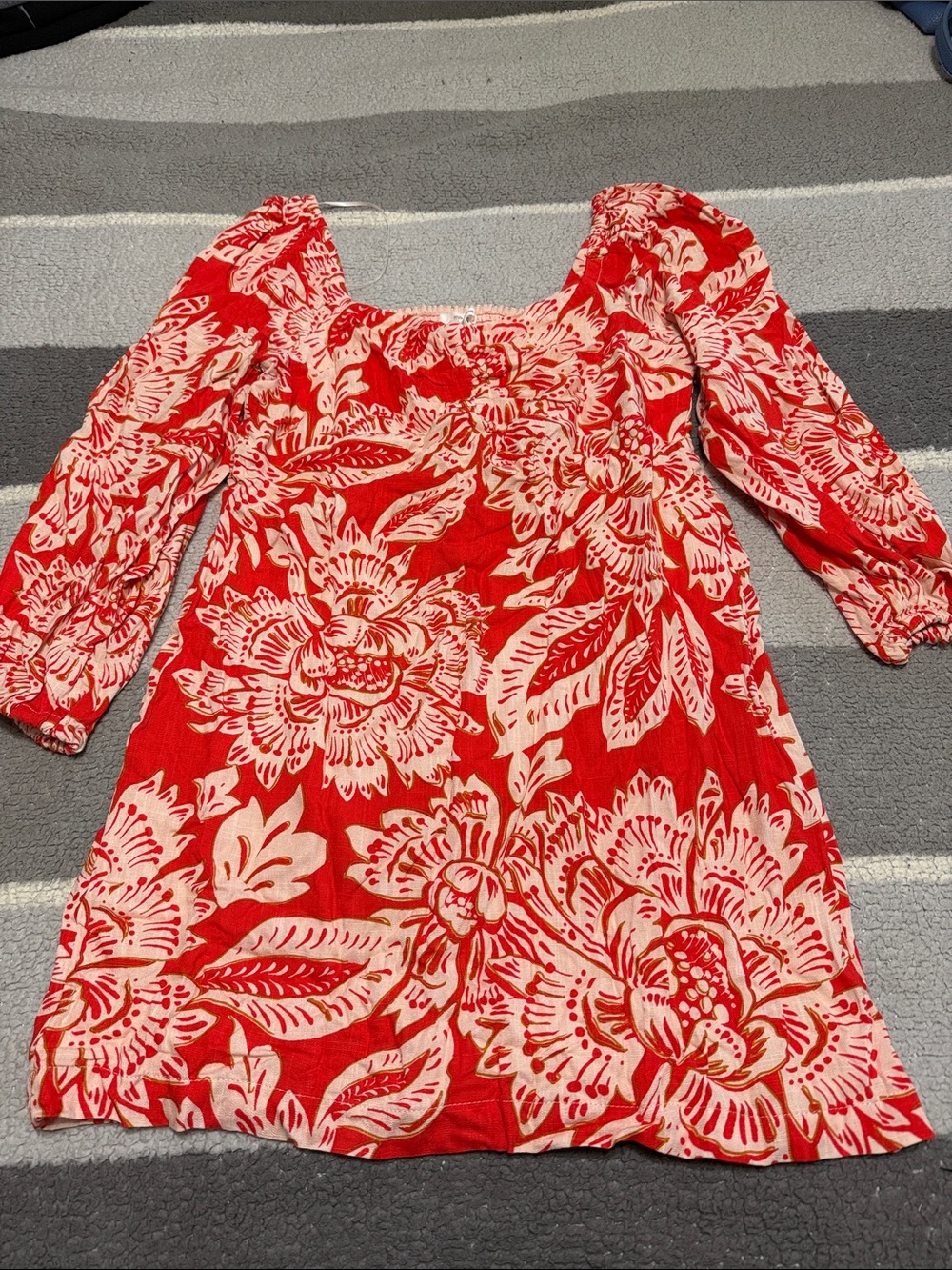 Maurices Red and Cream Floral Mini-Dress